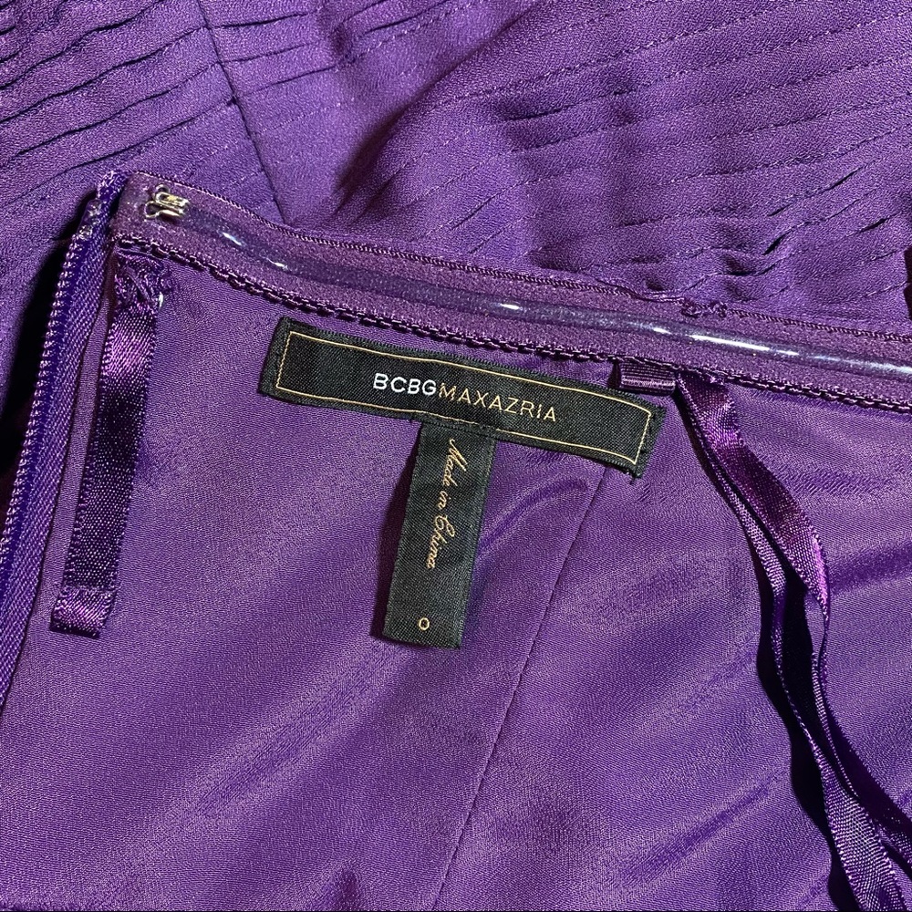 BCBGMaxAzria Strapless Sweetheart Neck FitFlare Tiered Purple Mini Dress Size 0 - Picture 8 of 9